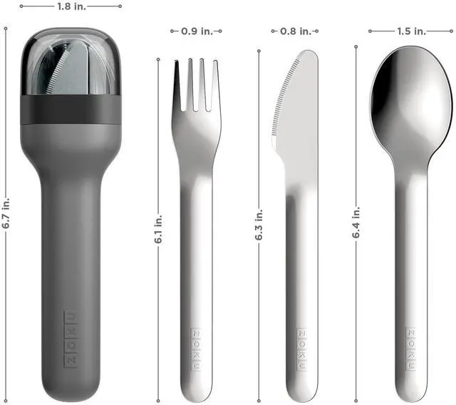 Alt view image 2 of 5 - Pocket Utensil Set, Charcoal - Stainless Steel Fork, Knife, and Spoon Nest in Hygienic Case - Portable Design for Travel, School, Work, Picnics, Camping and Outdoor Home Use