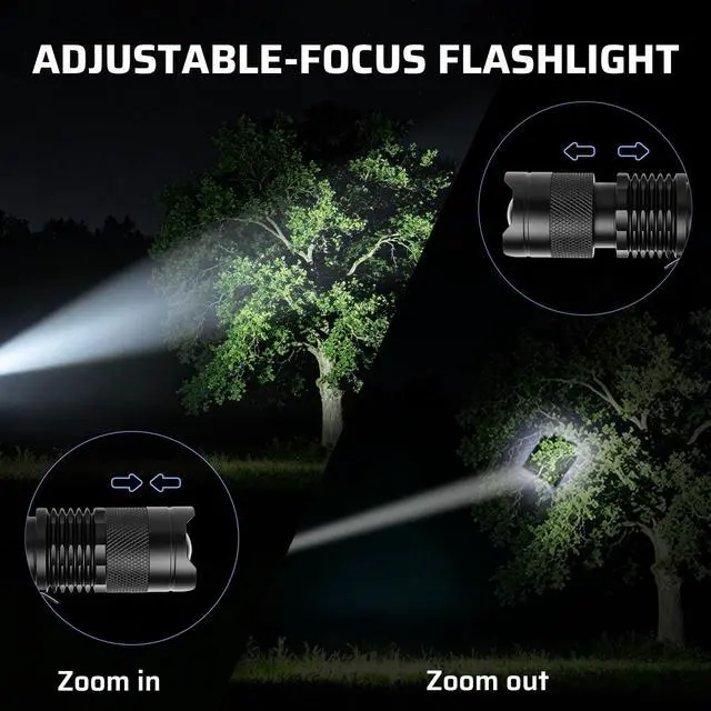 Alt view image 4 of 7 - 300 Lumens Single Mod Mini AA LED Flashlights 3 Pack | Adjustable focus for flood or spot lighting; aluminum body; uses 1 AA or 14500 battery per light; batteries not included.