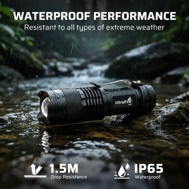 Alt view image 5 of 7 - 300 Lumens Single Mod Mini AA LED Flashlights 3 Pack | Adjustable focus for flood or spot lighting; aluminum body; uses 1 AA or 14500 battery per light; batteries not included.