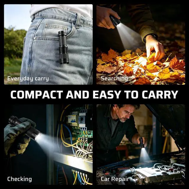 Alt view image 7 of 7 - 300 Lumens Single Mod Mini AA LED Flashlights 3 Pack | Adjustable focus for flood or spot lighting; aluminum body; uses 1 AA or 14500 battery per light; batteries not included.