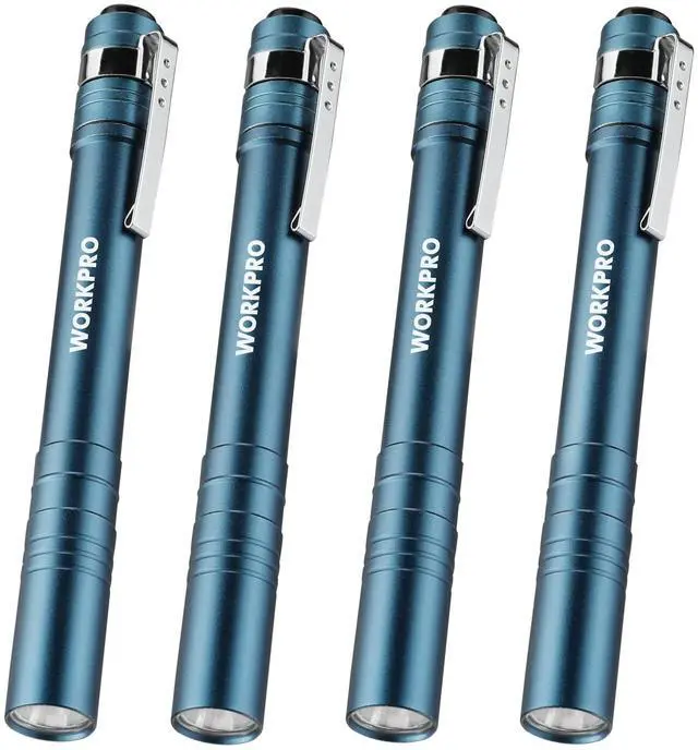 Main image of LED Pen Light, Aluminum Pen Flashlight, Pocket Flashlight with Clip | for Inspection, Emergency, Everyday, 2AAA Batteries Included, Blue (4-Pack)