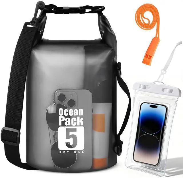 Main image of Waterproof Dry Bag for Kayaking, paddle boarding - Small, 5L | Dry Bag with Waterproof Phone Case and Whistle, for Kayaking Swimming Boating Paddle Board Fishing Beach Hiking Camping