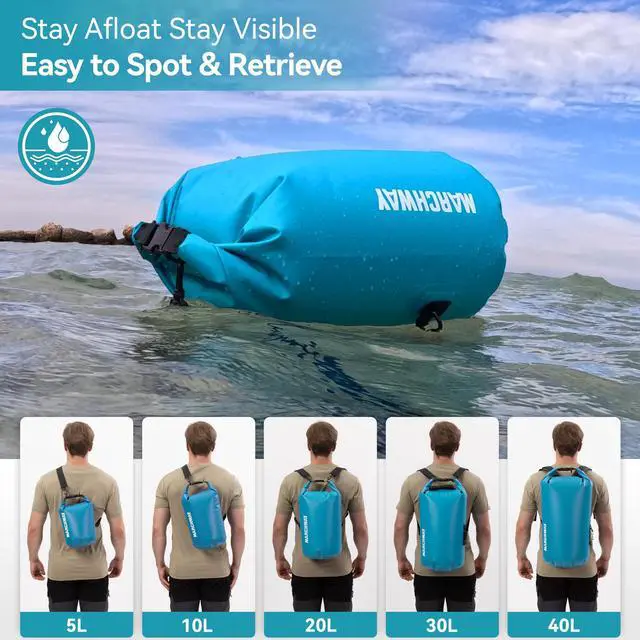 Alt view image 5 of 7 - Floating Waterproof Dry Bag Backpack 5L/10L/20L/30L/40L, Roll Top Sack Keeps Gear Dry for Kayaking, Rafting, Boating, Swimming, Camping, Hiking, Beach, Fishing (Teal, 10L)