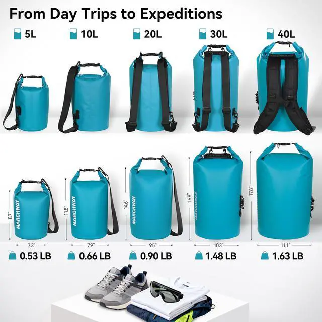 Alt view image 4 of 7 - Floating Waterproof Dry Bag Backpack 5L/10L/20L/30L/40L, Roll Top Sack Keeps Gear Dry for Kayaking, Rafting, Boating, Swimming, Camping, Hiking, Beach, Fishing (Teal, 10L)