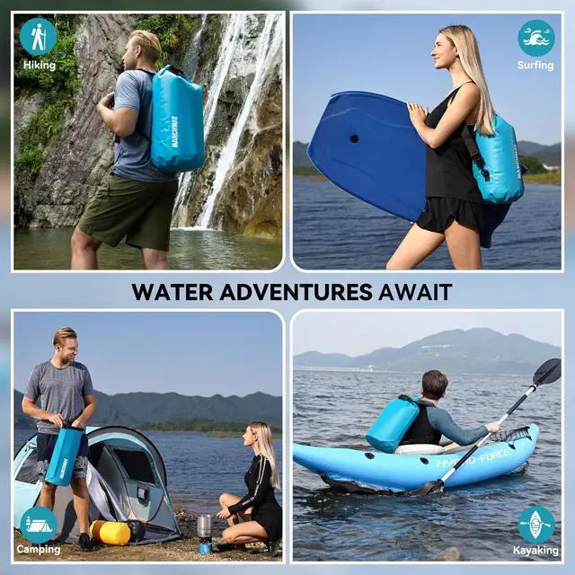 Alt view image 6 of 7 - Floating Waterproof Dry Bag Backpack 5L/10L/20L/30L/40L, Roll Top Sack Keeps Gear Dry for Kayaking, Rafting, Boating, Swimming, Camping, Hiking, Beach, Fishing (Teal, 10L)
