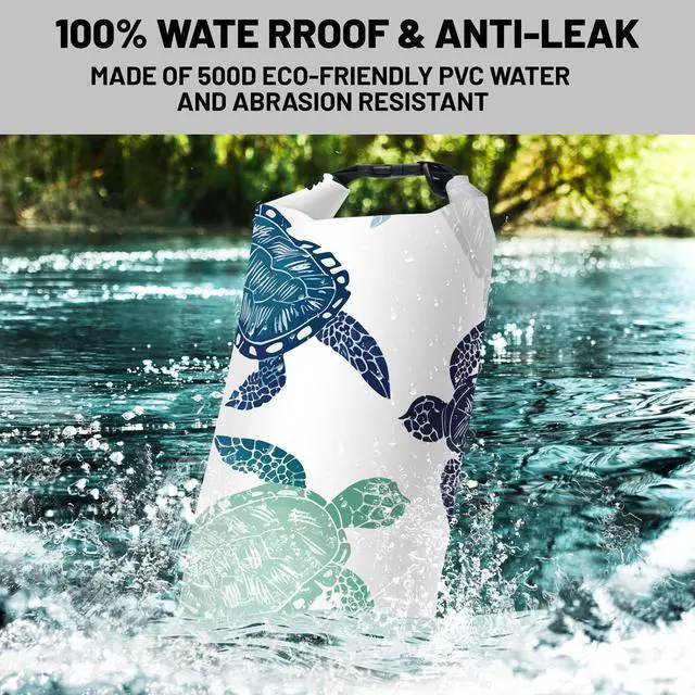Alt view image 2 of 7 - 5L Waterproof Dry Bag, Roll Top Sea Turtle Backpack for Kayaking Boating | Floating Lightweight Waterproof Backpack with Roll Top Closure for Kayaking Boating Fishing Swimming Camping