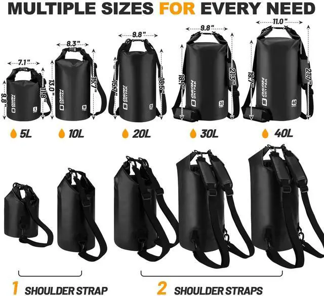Alt view image 2 of 7 - Waterproof Dry Bag, 5L/10L/20L/30L/40L Roll Top Lightweight Storage Backpack with Phone Case for Women & Men, Floating Waterproof Sack for Travel, Swimming, Kayaking, Paddle Board, Camping & Beach