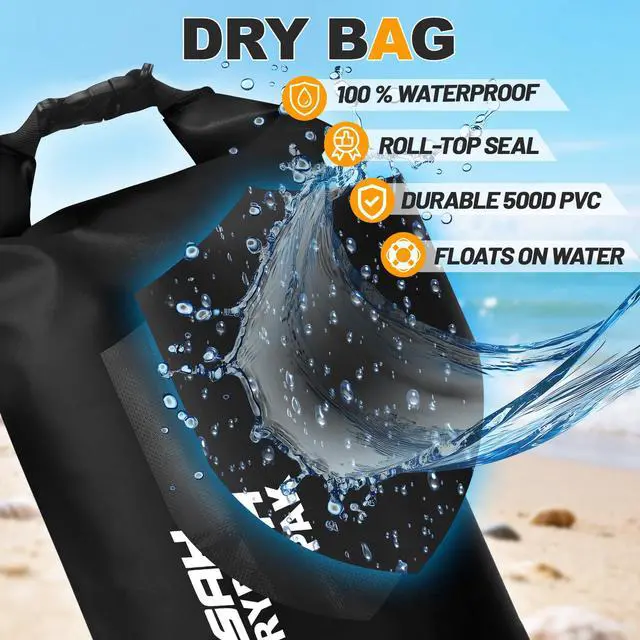 Alt view image 4 of 7 - Waterproof Dry Bag, 5L/10L/20L/30L/40L Roll Top Lightweight Storage Backpack with Phone Case for Women & Men, Floating Waterproof Sack for Travel, Swimming, Kayaking, Paddle Board, Camping & Beach