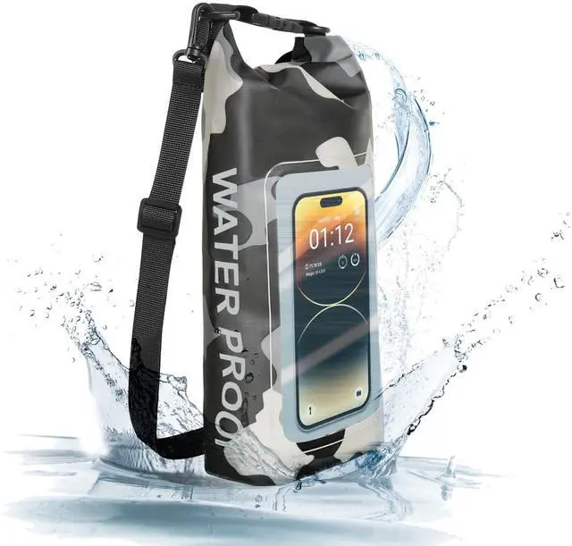 Main image of IP68 Waterproof Dry Bag, 2L - Roll Top Waterproof Pool BagDry Bags for Kayaking Waterproof-w/Phone Pouch,Large Waterproof Phone Pouch,Boating & Kayak Accessories Camping (Gray 2L)