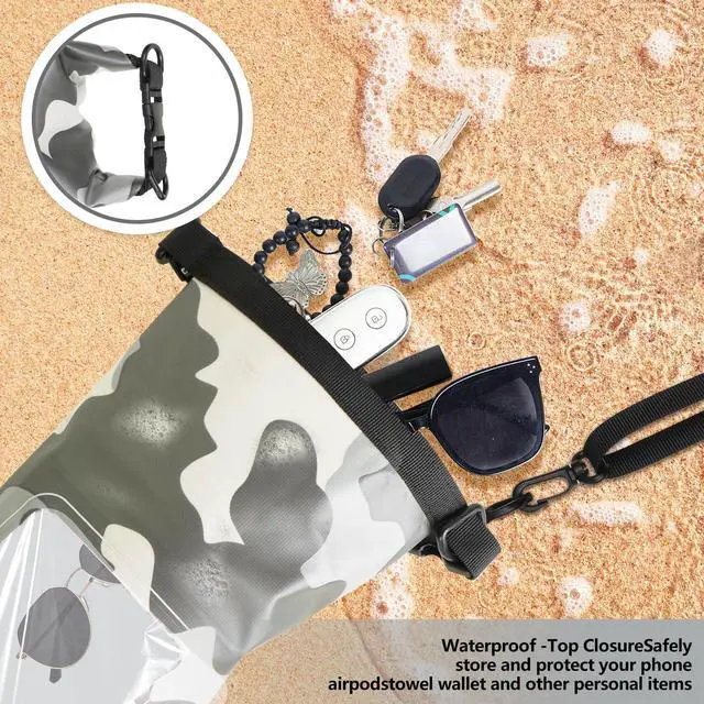 Alt view image 5 of 6 - IP68 Waterproof Dry Bag, 2L - Roll Top Waterproof Pool BagDry Bags for Kayaking Waterproof-w/Phone Pouch,Large Waterproof Phone Pouch,Boating & Kayak Accessories Camping (Gray 2L)