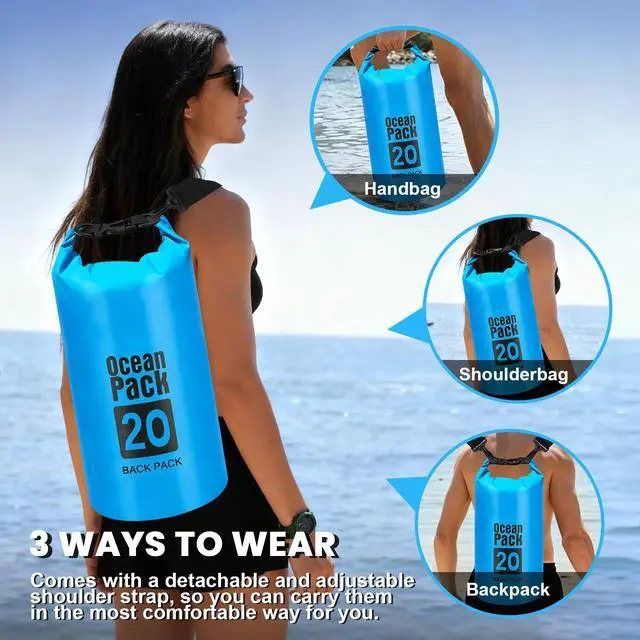 Alt view image 2 of 7 - Waterproof Dry Bag Roll Top Dry Storage Bag Backpack for Women & Men, Perfect for Kayaking, Boating, Swimming, Camping, Hiking, Backpacking & Beach (20L)