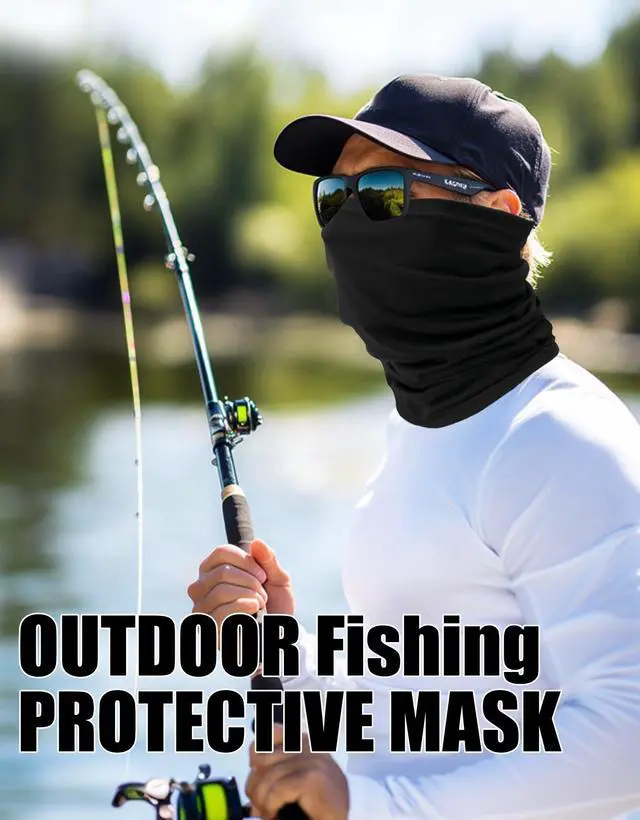 Alt view image 5 of 7 - Cooling Neck Gaiter Face Mask, Black UV Protection Masks Gator, Windproof Bandana Cover for Skiing, Fishing, Hiking, Cycling Hunting (Black Pack)
