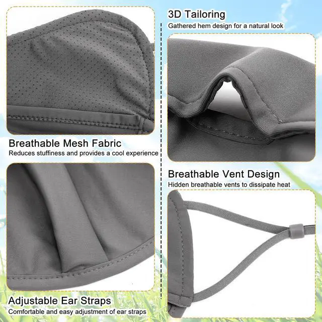 Alt view image 3 of 7 - UV Protection Face Mask for Women Cooling Breathable Sun Face Cover | 4 Pcs 5A Hygienic Lining UPF 50+ Anti Slip Washable Reusable Mask for Cycling Fishing Hiking Summer Outdoor Sports