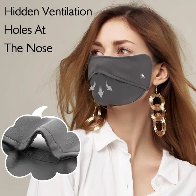 Alt view image 5 of 7 - UV Protection Face Mask for Women Cooling Breathable Sun Face Cover | 4 Pcs 5A Hygienic Lining UPF 50+ Anti Slip Washable Reusable Mask for Cycling Fishing Hiking Summer Outdoor Sports