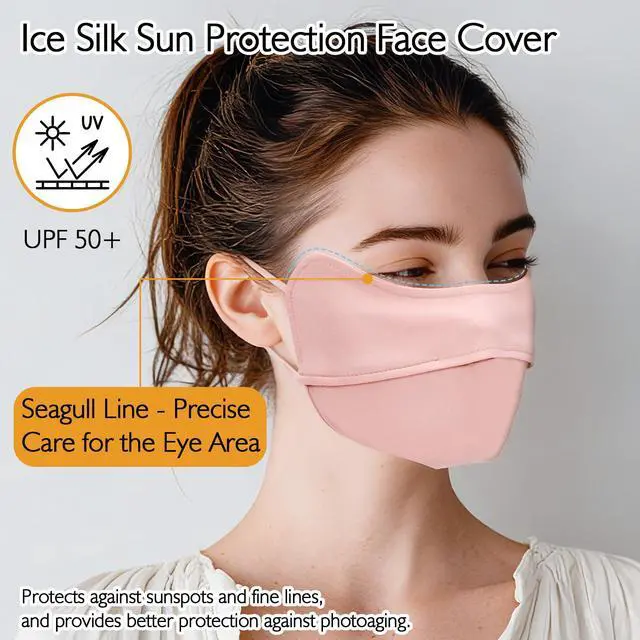 Alt view image 6 of 7 - UV Protection Face Mask for Women Cooling Breathable Sun Face Cover | 4 Pcs 5A Hygienic Lining UPF 50+ Anti Slip Washable Reusable Mask for Cycling Fishing Hiking Summer Outdoor Sports