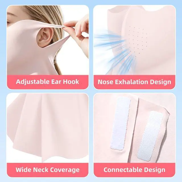 Alt view image 3 of 7 - UPF 50+ Sun Protection Face Mask with Neck Coverage, UV Cooling Face Cover Mask Breathable Design for Face Mask ummer Outdoor Activities