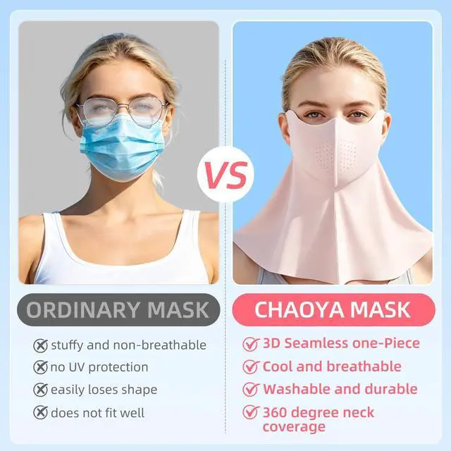 Alt view image 4 of 7 - UPF 50+ Sun Protection Face Mask with Neck Coverage, UV Cooling Face Cover Mask Breathable Design for Face Mask ummer Outdoor Activities