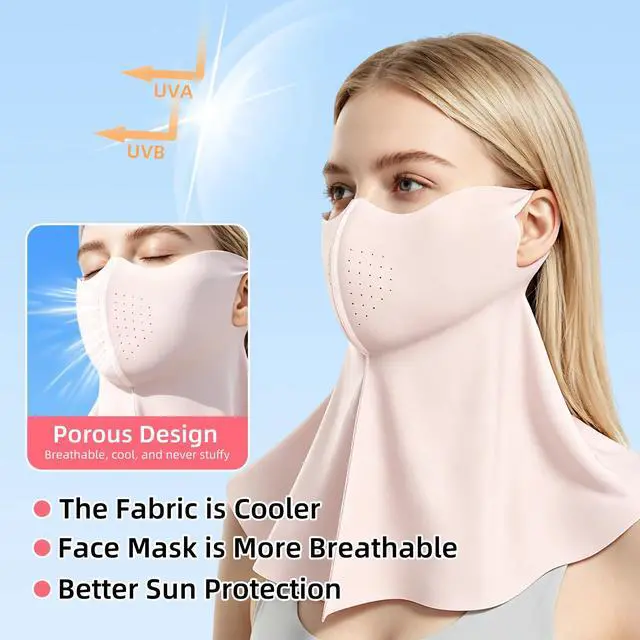 Alt view image 5 of 7 - UPF 50+ Sun Protection Face Mask with Neck Coverage, UV Cooling Face Cover Mask Breathable Design for Face Mask ummer Outdoor Activities