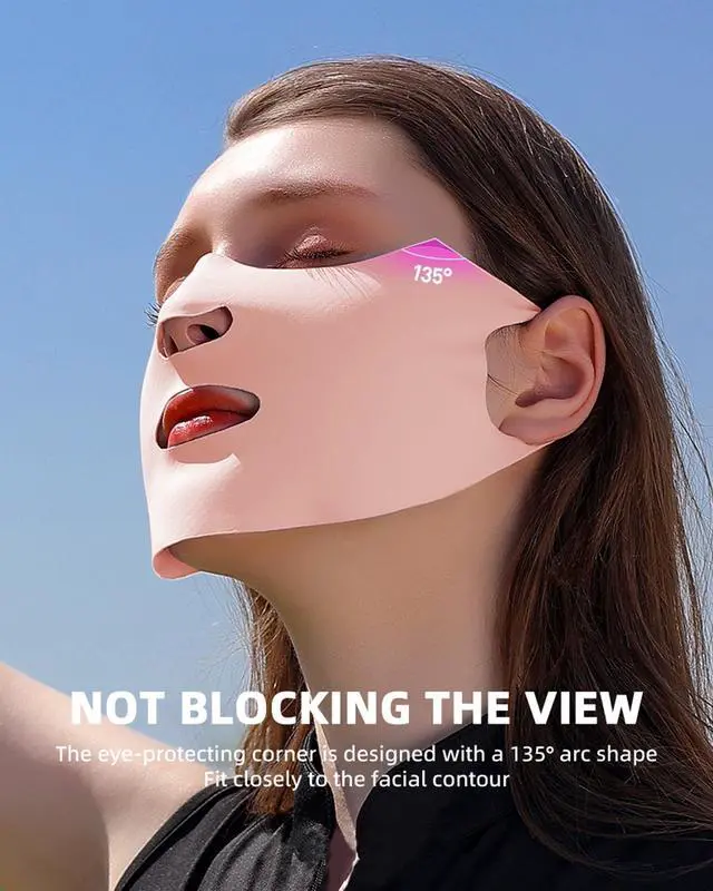 Alt view image 3 of 7 - UPF50+ Summer UV Face Mask Breathable Washable Sun Protection Face Shield Mask For Women Cycling Running Driving Hiking (Pink)