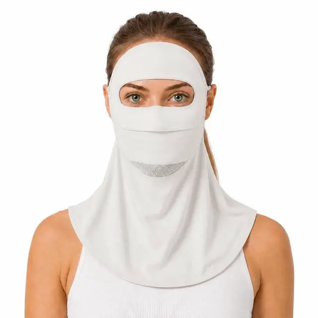 Alt view image 2 of 7 - Face Cover for Sun Protection UPF 50+ UV Face Mask, UV Face Shield for Golf, Hiking Fishing & Outdoors Breathable (Light Grey)