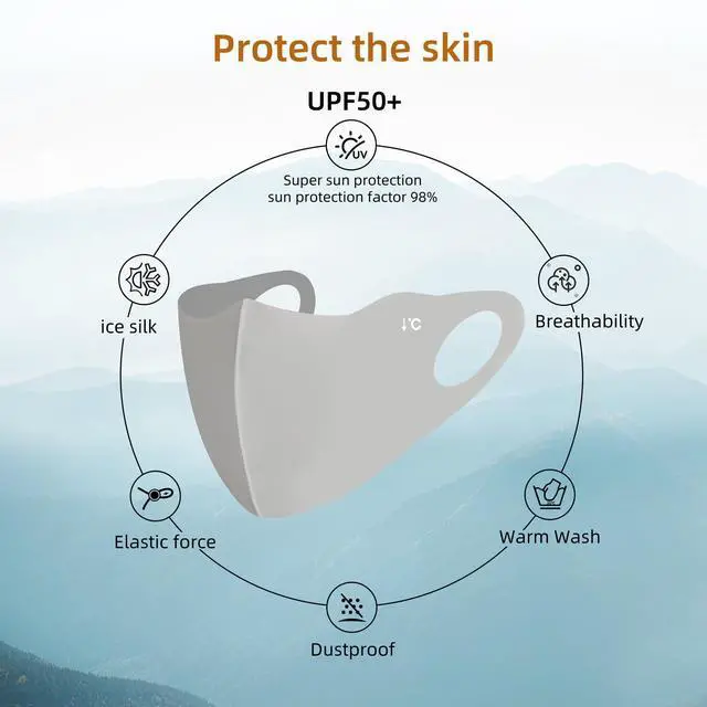 Alt view image 6 of 7 - 4 Pieces Breathable Washable Reusable Sun Face Mask For Women Men,sunscreen UV Face Shield For Running Hiking Riding Exercise (Black+Dark Gray+Pink+Light Gray)