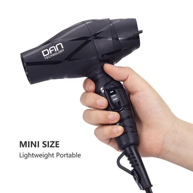 Alt view image 7 of 7 - Lightweight Travel Hair Dryer,Portable Mini BlowDryer with Concentrator&Diffuser, with Nozzle Attachment Ceramic,