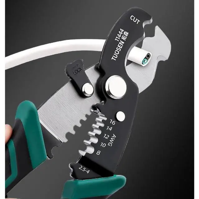 Alt view image 4 of 7 - 8 Inch Inch Wire Strippers Crimpers Cutter Pliers Multi-Function Hand Tool Cable Cutting Wire Cutters