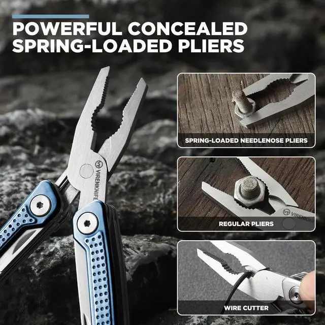 Alt view image 4 of 7 - Multitool,11-in-1 Mini EDC Multitool, Gifts for Men, Stainless Steel Multi Tool Pliers with Pocket Knife, Screwdrivers, Bottle Opener, Perfect for Camping Survival Outdoor ActivitiesBlue