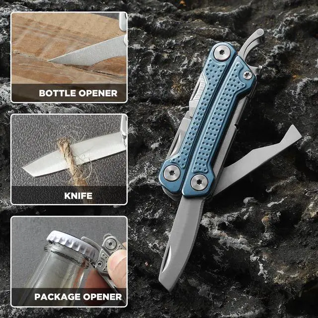 Alt view image 5 of 7 - Multitool,11-in-1 Mini EDC Multitool, Gifts for Men, Stainless Steel Multi Tool Pliers with Pocket Knife, Screwdrivers, Bottle Opener, Perfect for Camping Survival Outdoor ActivitiesBlue