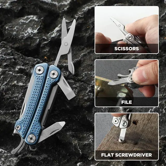 Alt view image 6 of 7 - Multitool,11-in-1 Mini EDC Multitool, Gifts for Men, Stainless Steel Multi Tool Pliers with Pocket Knife, Screwdrivers, Bottle Opener, Perfect for Camping Survival Outdoor ActivitiesBlue