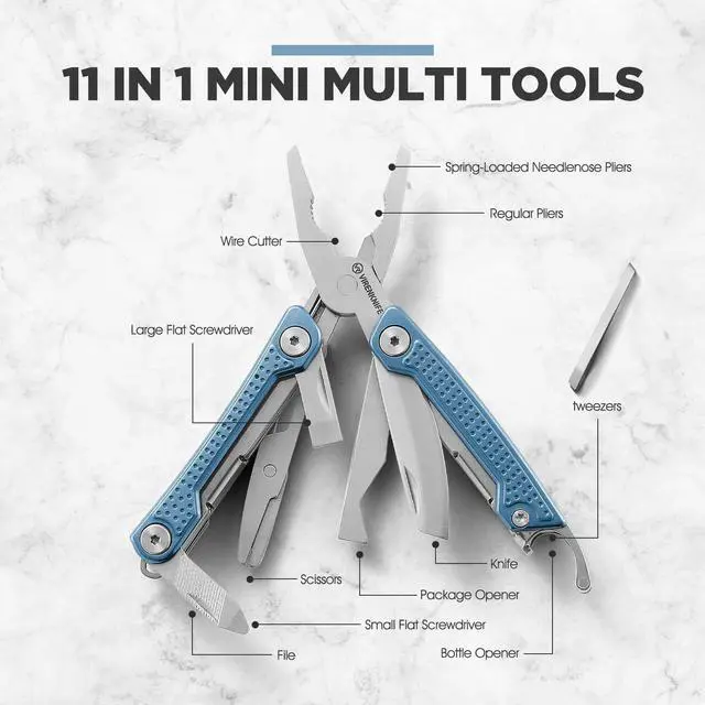 Alt view image 7 of 7 - Multitool,11-in-1 Mini EDC Multitool, Gifts for Men, Stainless Steel Multi Tool Pliers with Pocket Knife, Screwdrivers, Bottle Opener, Perfect for Camping Survival Outdoor ActivitiesBlue