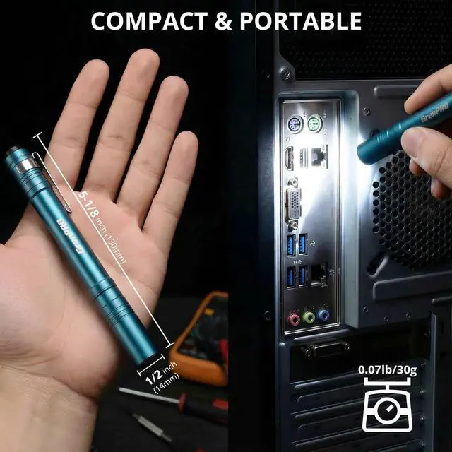 Alt view image 2 of 7 - 4 Pack LED Pen Light with 8 AAA Batteries Include, Mini Flashlight with Clip, Aluminum Pocket Flashlight Ultra Bright,Flashlight with Pocket Clip for Inspection,Nurse, Everyday Carry, Blue