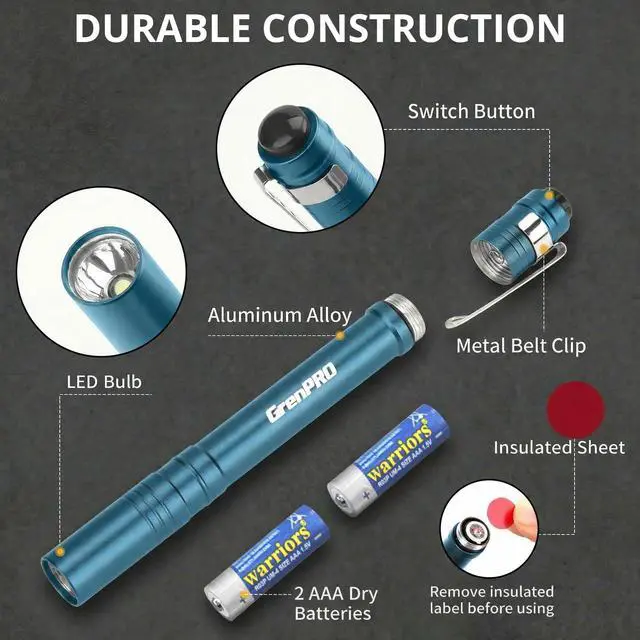 Alt view image 3 of 7 - 4 Pack LED Pen Light with 8 AAA Batteries Include, Mini Flashlight with Clip, Aluminum Pocket Flashlight Ultra Bright,Flashlight with Pocket Clip for Inspection,Nurse, Everyday Carry, Blue