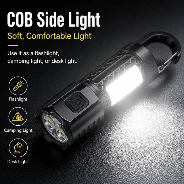 Alt view image 4 of 7 - Small Flashlight 2 PackHigh Lumens Rechargeable Flashlights with 3 ModesLED Flash Light Waterproof for Emergencies Camping