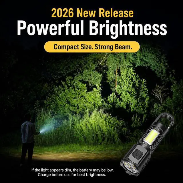 Alt view image 3 of 7 - Small Flashlight 2 PackHigh Lumens Rechargeable Flashlights with 3 ModesLED Flash Light Waterproof for Emergencies Camping