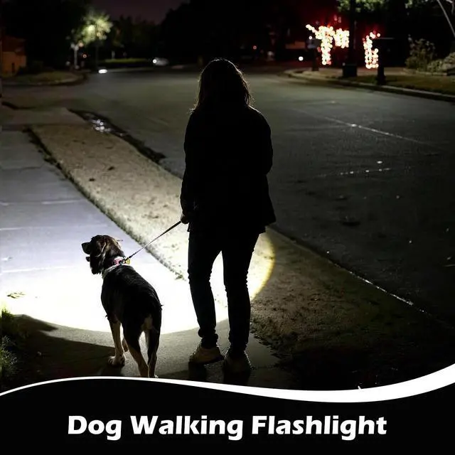 Alt view image 5 of 5 - 2 Pack LED Flashlights Rechargeable Handheld Small Pocket EDC Flashlight Adjustable Brightness Walking Light for Night Walking Silver and Black