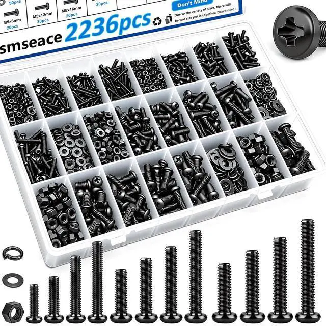Main image of 2236Pcs Metric Screws Assortment Kit 32-Sizes M2/M3/M4/M5/M6 Nuts and Bolts Assortment Kit for Machinery, Furniture, Automotive, 3D Printing, Motorcycle Repairs Metric Screw Assorted