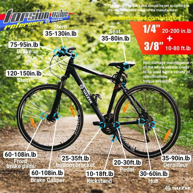Alt view image 5 of 7 - 1/4-inch Drive Click Small Bike Torque Wrench 20-220in.lb / 2.3-24.9Nm Alloy Aluminum & Cr-Mo Material for Garage Bicycle & Car Maintenance,Small Engine, Bolt & Nut.