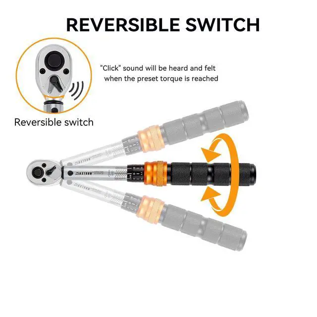 Alt view image 2 of 7 - 1/4" Drive Click Torque Wrench for Bike, MTB, and Motorcycle | 20-240 in-lb / 2.3-27 Nm, 72-Tooth Ratchet, ±3% ISO Accuracy, Chrome Vanadium, Storage Case