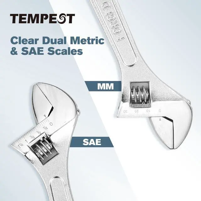 Alt view image 5 of 7 - 10 Inch Adjustable Wrench, High-Torque Carbon Steel Wrench with Metric Scale,for Plumbing, Automotive Repair and Home DIY