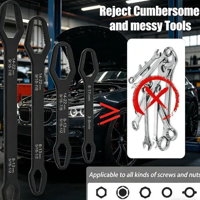 Alt view image 5 of 5 - Universal Car Torx Wrench, Double-head Self-tightening Torx Wrench, 5/16 inch-7/8 inch and 1/8 inch-11/16 inch Spanner Hand Tools, Multifunctional Torque Wrench for Home Car