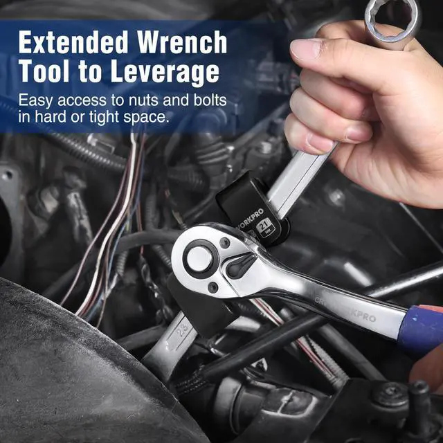 Alt view image 6 of 7 - Wrench Extender Tool, 1/2" & 21mm Hex Drive, Universal Adapter | Extended Leverage Force, Amplified Torque, Stubborn Nuts & Bolts, Rust-Resistant Finish, Automotive Repair & DIY