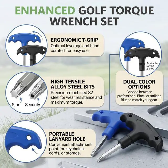 Alt view image 3 of 7 - Torque Wrench For Golf, 2Pcs Golf Torque Wrench And Driver Tool With T20 T25 Bits, Golf Wrench Set
