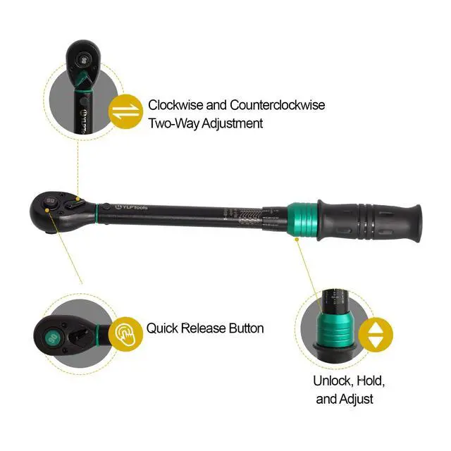 Alt view image 7 of 7 - 1/4-Inch Drive Click Torque Wrench, 20200 in-lb (2.2622.6 Nm), ±3% Accuracy, 90-Tooth Ratchet, Dual-Direction, Chrome Vanadium Steel, Includes Storage Case