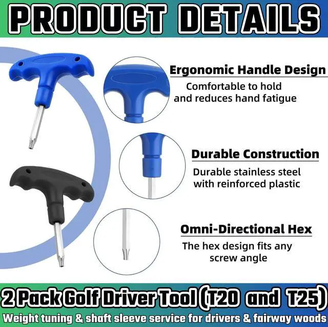 Alt view image 3 of 6 - 2 Pcs Golf Wrench Tool (T20 and T25) Golf Driver Tool Golf Accessories For Taylormade Adams RBZ Callaway Cobra Weights Driver Fairway Golf Club Wrenches Tools Shaft Adapter Sleeve