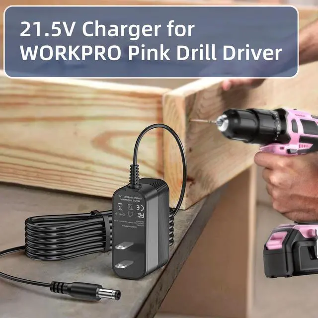 Alt view image 3 of 7 - 21.5V Drill Charger for WORKPRO Pink Cordless 20V Lithium-ion Drill Driver (W004532A)AC DC Power Supply Adapter