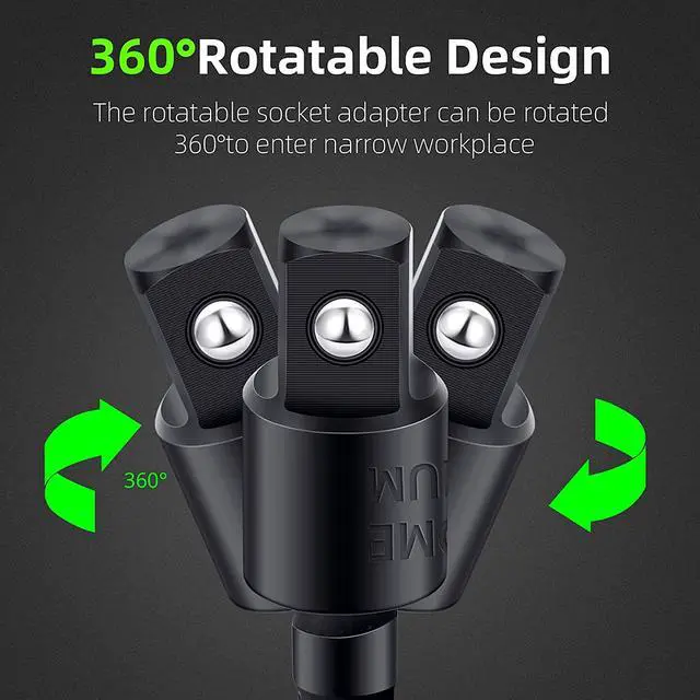 Alt view image 7 of 7 - Right Angle Drill Adaptor,4-in-1 Impact Drill Bit Extension,360° Rotatable 1/4 3/8 1/2" Impact Grade Socket Adapter Set,105 Degree Angle Screwdriver Drill Bit for Household Workplace Industry