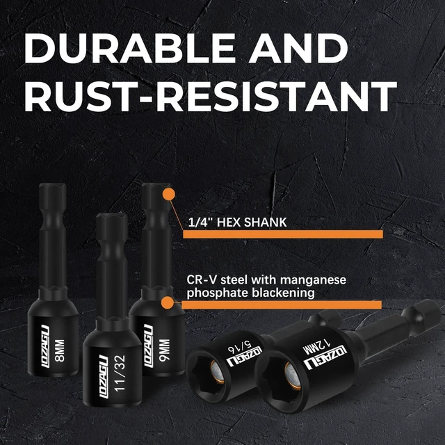 Alt view image 5 of 7 - 17PCS Magnetic Nut Driver Set | SAE and Metric | Premium Impact Power Hex Nut Driver Drill Bit Master Kit | 1/4 Inch Hex Shank | Cr-V Steel (17PCS Magnetic Nut Driver (Short))