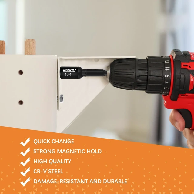 Alt view image 6 of 7 - 17PCS Magnetic Nut Driver Set | SAE and Metric | Premium Impact Power Hex Nut Driver Drill Bit Master Kit | 1/4 Inch Hex Shank | Cr-V Steel (17PCS Magnetic Nut Driver (Short))