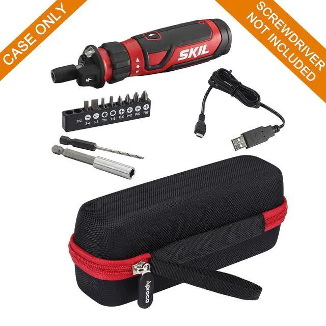 Alt view image 4 of 7 - Case for SKIL SD561201 / Twist 2.0 Rechargeable 4V Screwdriver (Case Only) | Portable Bag for Stores Screwdriver Bits,Bit Holder,Charging Cable